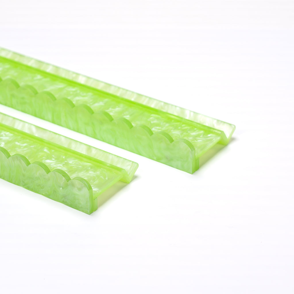 Mahjong Premium Acrylic Racks Set — Jade Marble Scalloped (Pre-Order)
