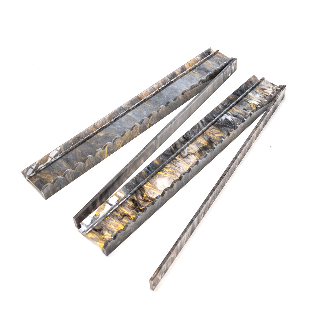 Mahjong Premium Acrylic Racks Set — Obsidian Marble Scalloped (Pre-Order)