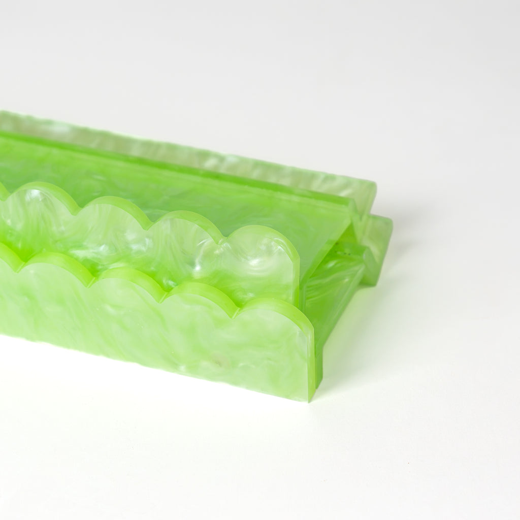 Mahjong Premium Acrylic Racks Set — Jade Marble Scalloped (Pre-Order)
