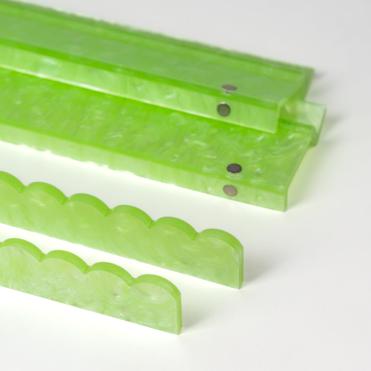 Mahjong Premium Acrylic Racks set| Jade Marble - Scalloped (PRE-ORDER)