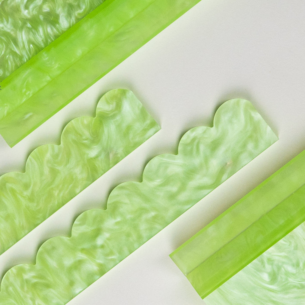 Mahjong Premium Acrylic Racks Set — Jade Marble Scalloped (Pre-Order)