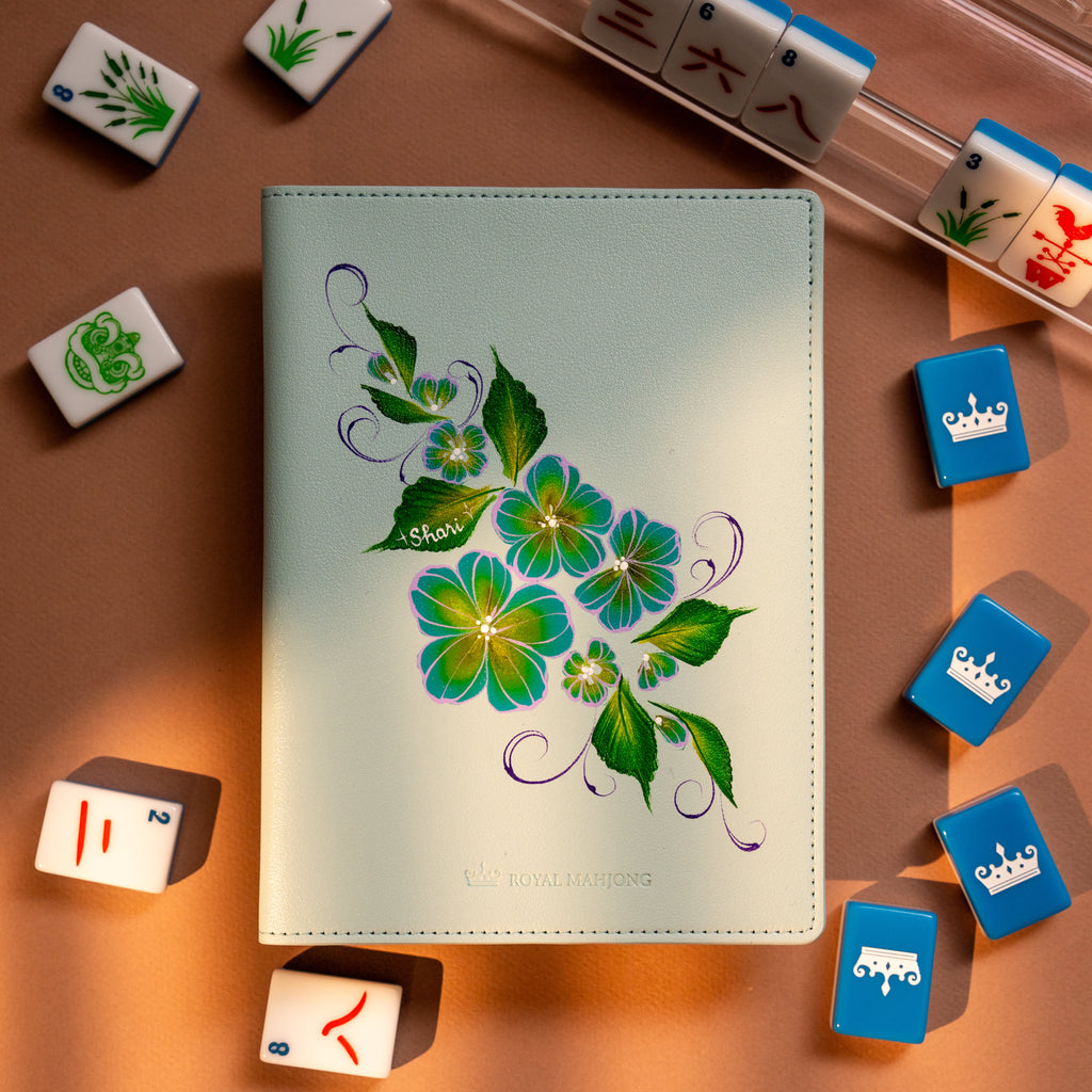 NEW - Hand Painted| Celadon Fleur Hand-Painted Mahjong Folio