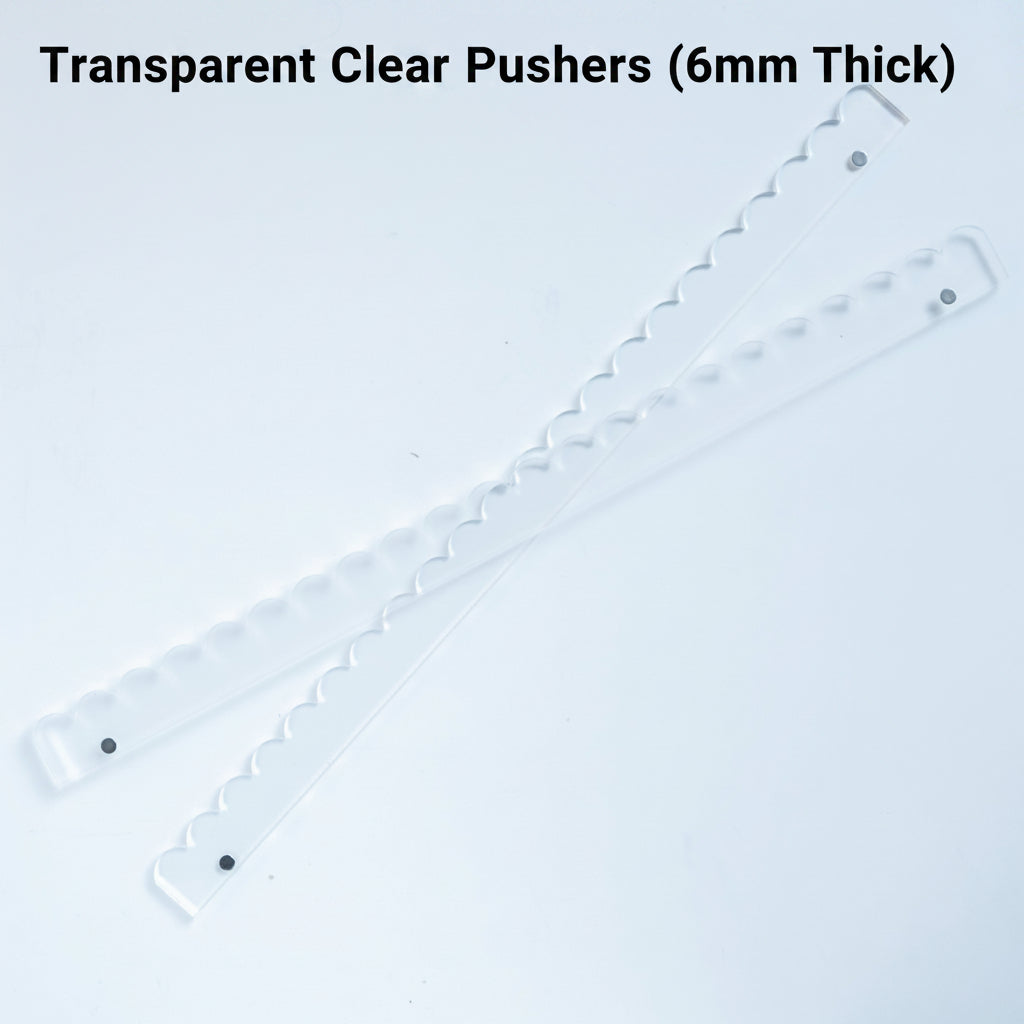 Mahjong Premium Acrylic Racks set - 4 Clear Racks & 4 Magnetic Clear Pushers (6 mm Thick) with a Complimentary Velvet Racks Bag Included