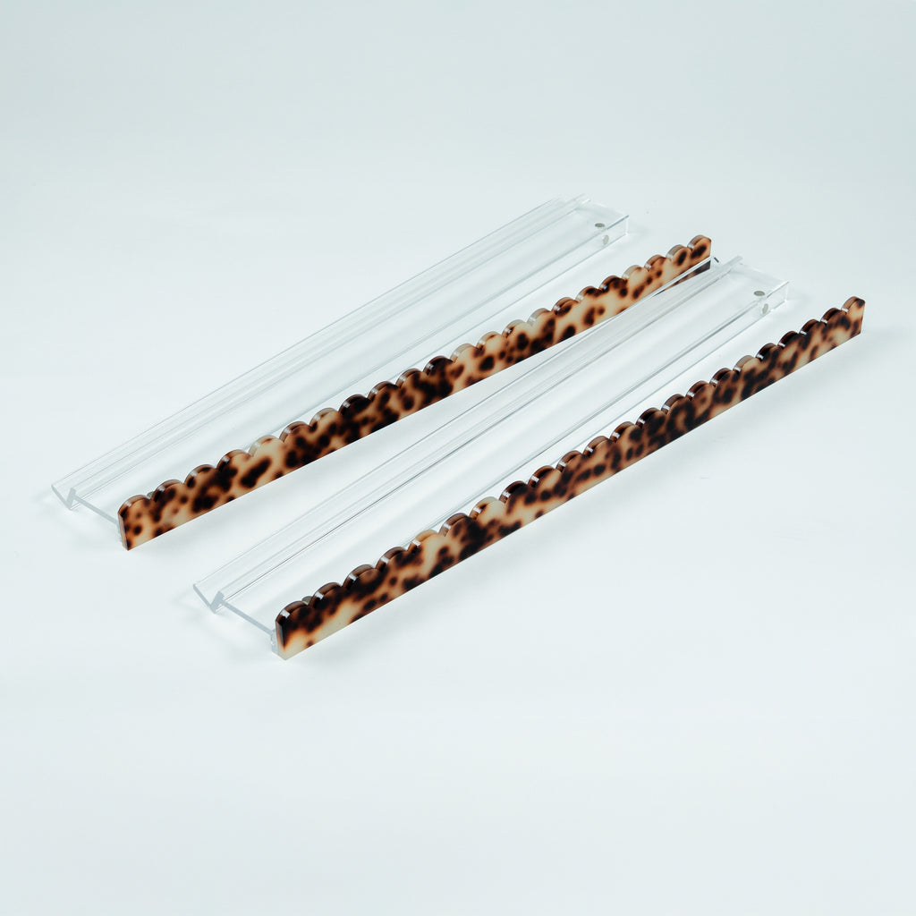 Mahjong Premium Acrylic Racks Set — Clear Racks with Light Brown Tortoiseshell Pushers