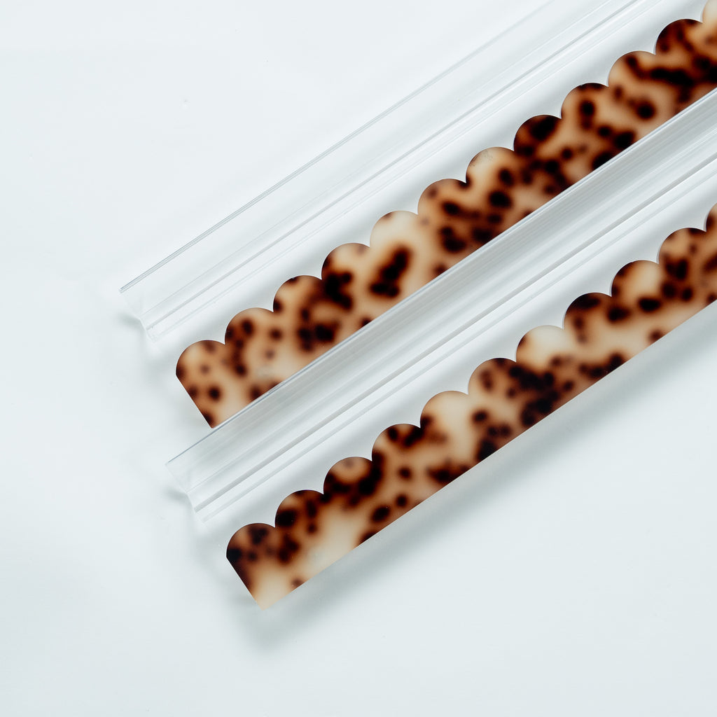 Mahjong Premium Acrylic Racks Set — Clear Racks with Light Brown Tortoiseshell Pushers