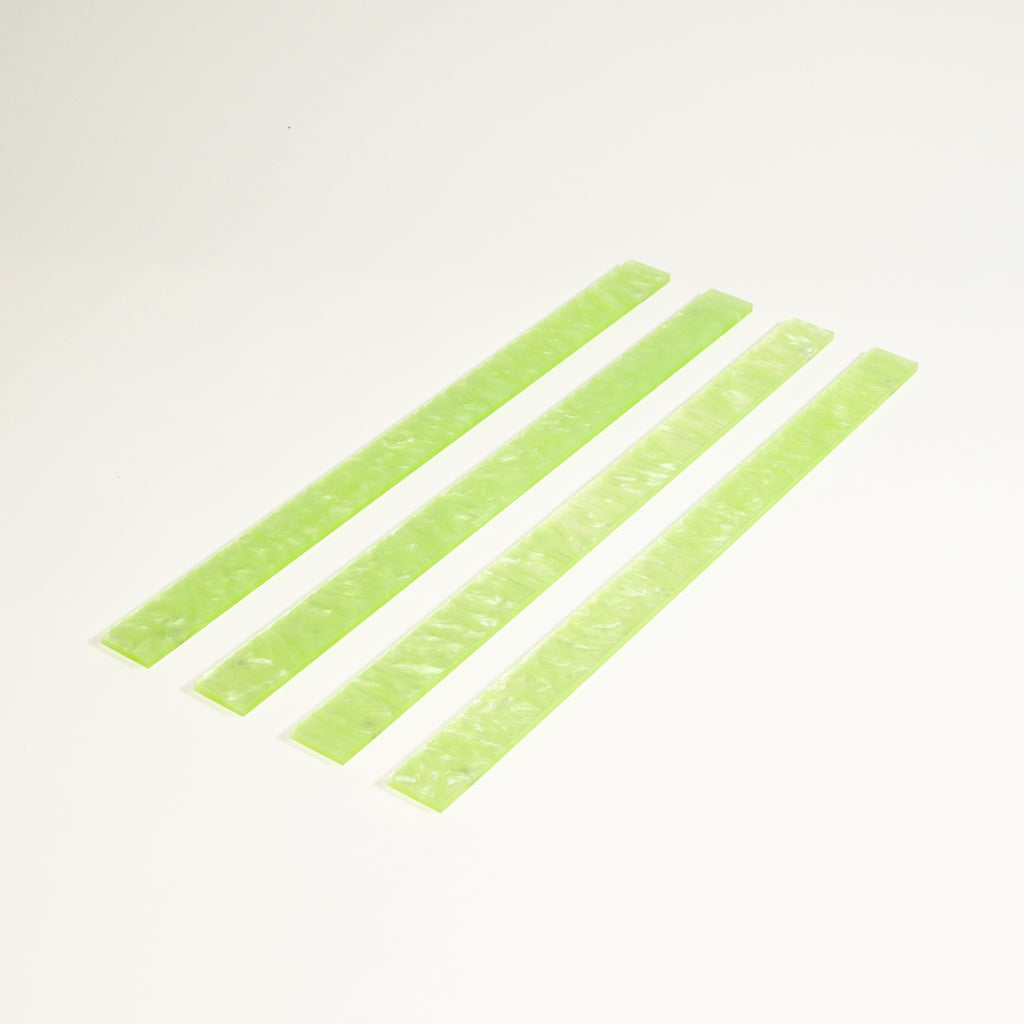 Mahjong Premium Acrylic Racks Set — Clear Racks with Marble Green Straight Pushers