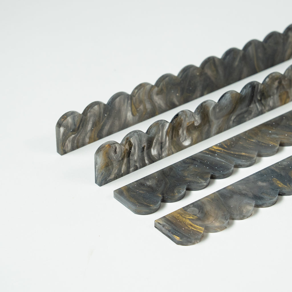 Obsidian Marble Scalloped Pushers — Pre-Order (Set of 4)
