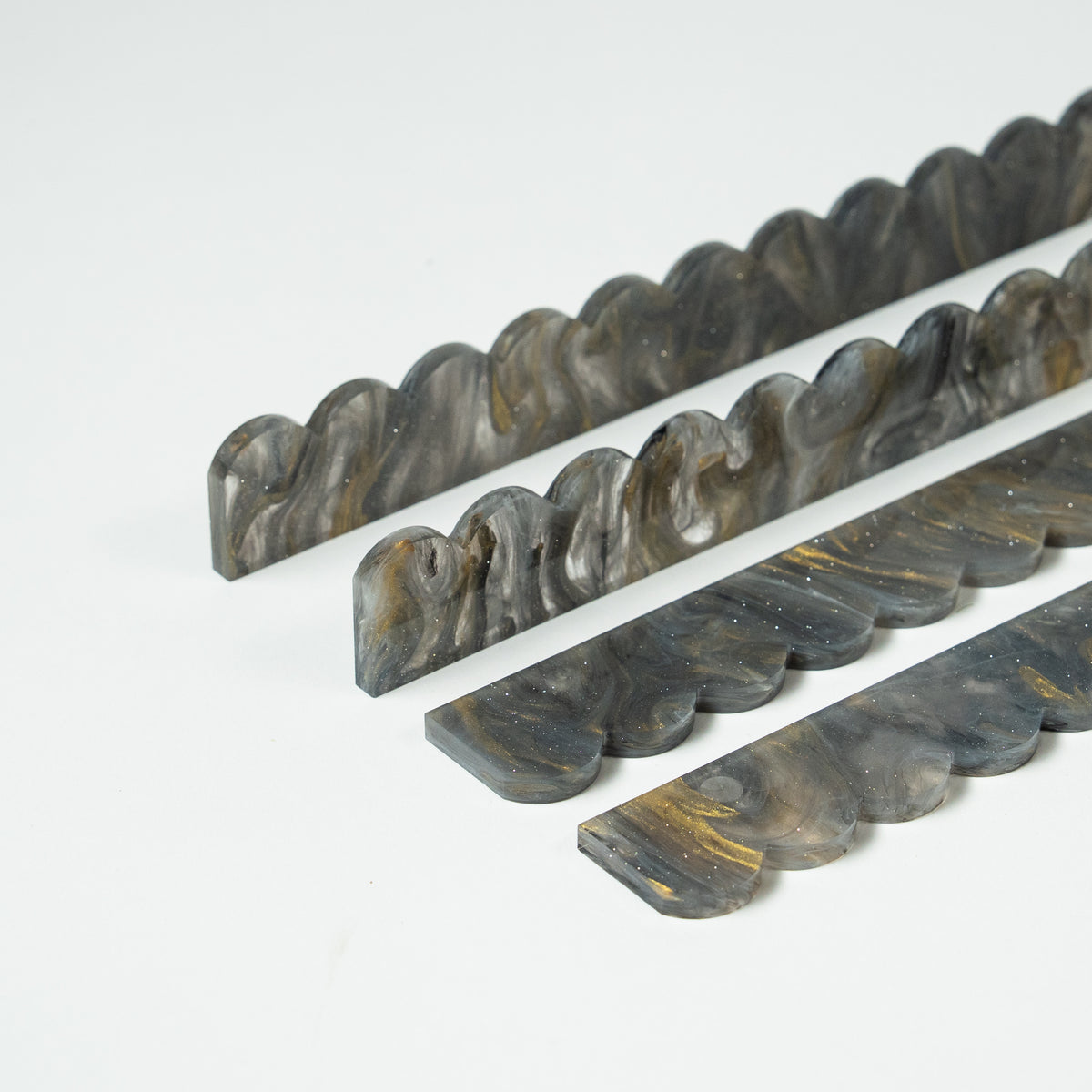 Obsidian Marble Scalloped Pushers — Pre-Order (Set of 4)